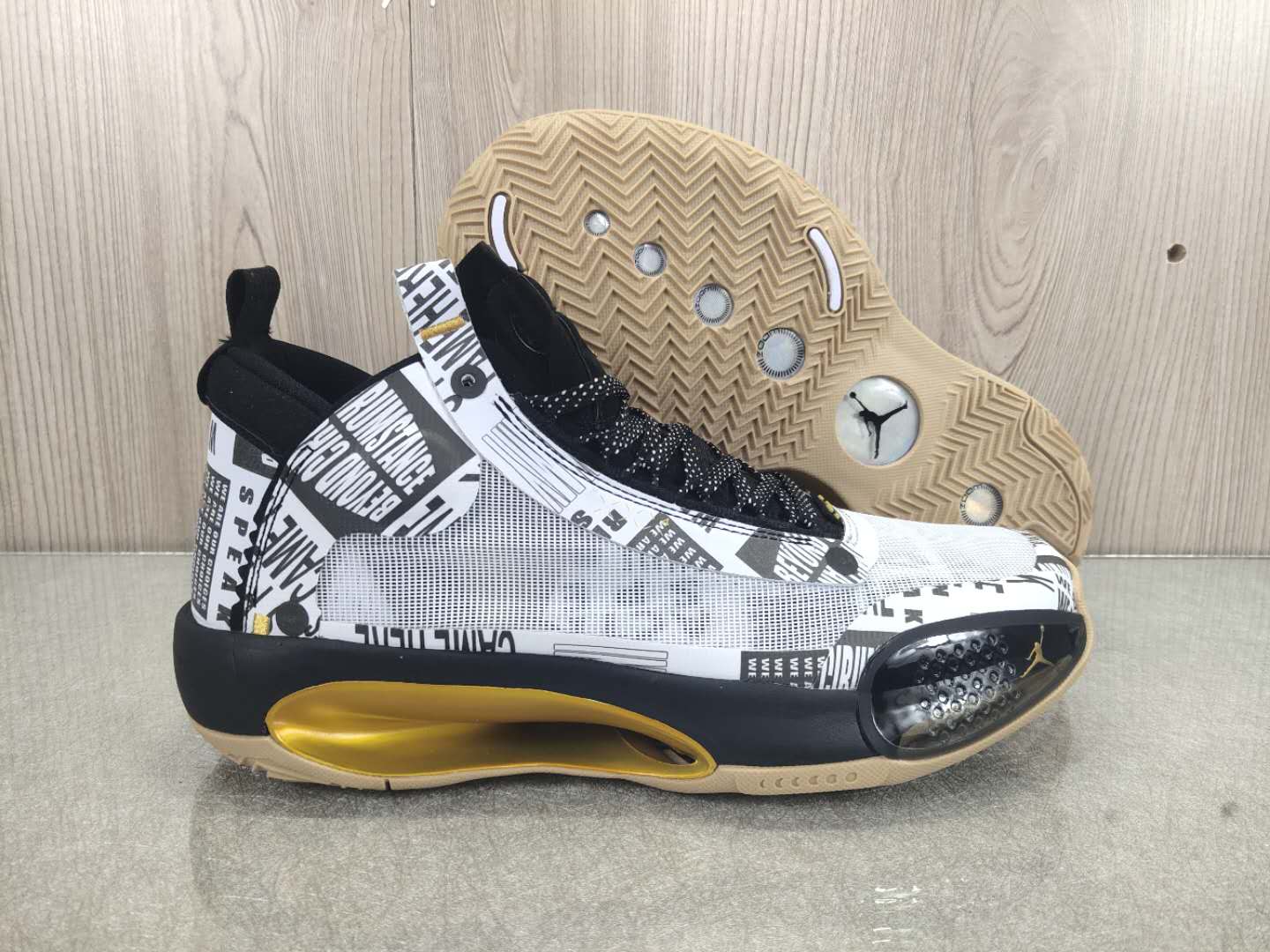 2020 Air Jordan 34 BHM Gold Basketball Shoes